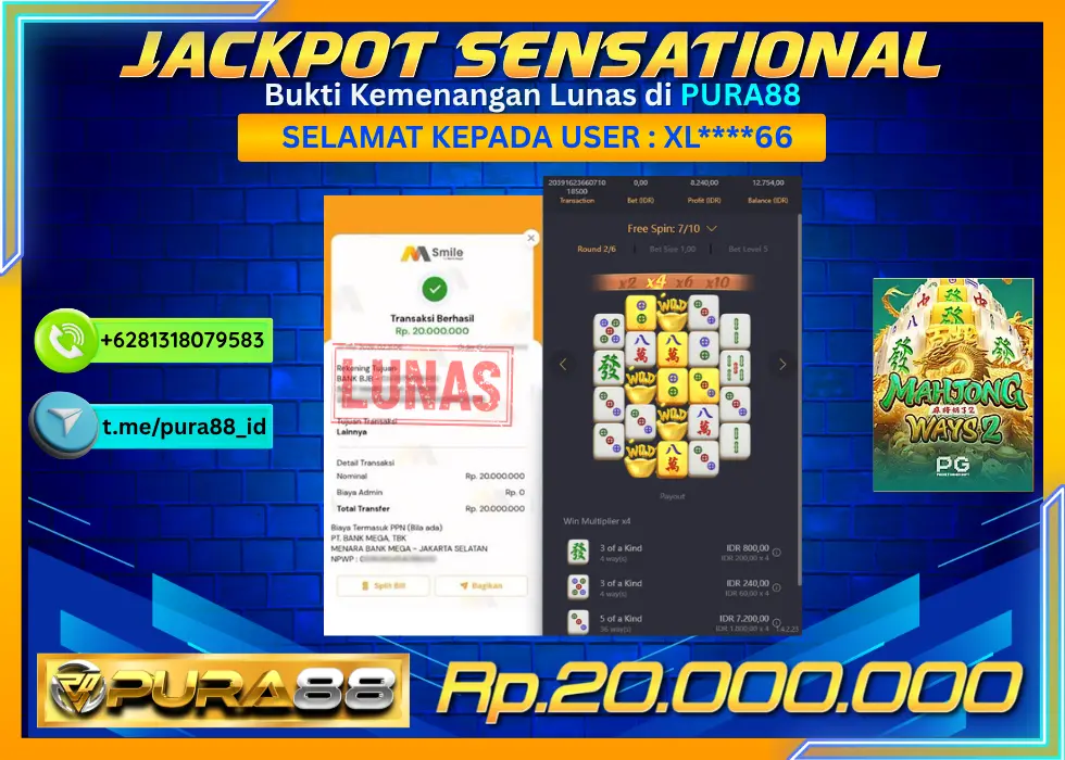 PURA88 JACKPOT MAHJONG WAYS 2 Rp 20.000.000,- LUNAS